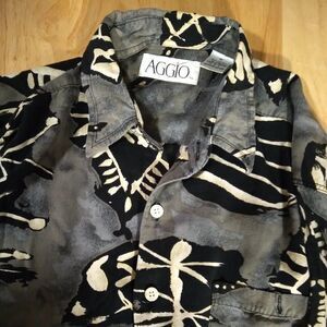 Vintage Aggio Abstract Pattern Rayon Disco Shirt